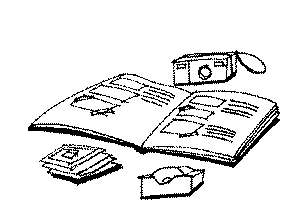Drawing of camera, diary, notes