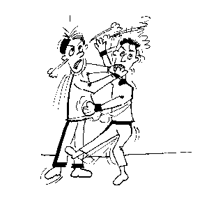 Cartoon drawing of a fight