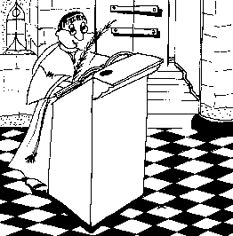 Cartoon of a monk scribing