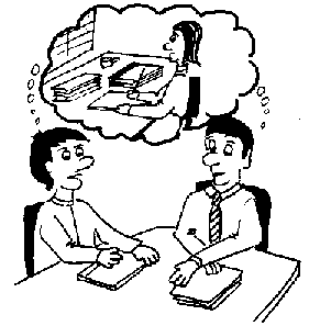Drawing of two people imagining a scenario