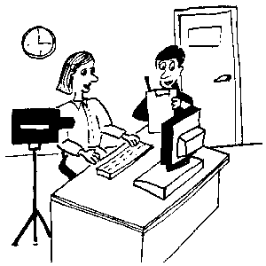 Drawing of a usability test session