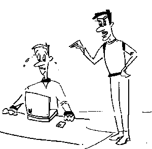 Cartoon of a facilitator scolding a participant